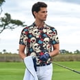 thumbnail image 4 of Daiia rock record Skull artist Pattern Men’s Polo Shirts,Solid Deck Shirt,Classic Fit, Breathable Cotton Polo for Casual and Sport Wear-XX-Large, 4 of 7