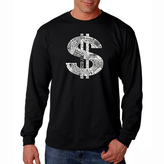 LA Pop Art Men's Word Art Long Sleeve T-shirt - Dollar Sign