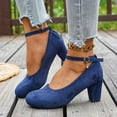 thumbnail image 4 of Willtoo Mary Jane Heels for Women Platform High Heels Shoes Dress Round Toe Faux Suede Pumps Pair with Dress Party, 4 of 7