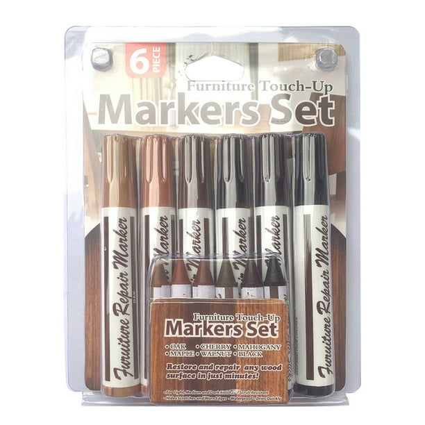 Set of 12 Premium Touchup Markers and Wax Sticks Kit for Stains Scratches on Wood Floor Desk