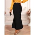 thumbnail image 4 of Women'S Black High Waist Bodycon Textured Mermaid Stretchy Long Skirt for Fall Winter XXL, 4 of 9
