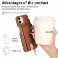 thumbnail image 2 of Compatible for iPhone 11 Zipper Wallet Case with Card Holder, Rotation Ring [Two-Way Kickstand], PU Leather Card Slots RFID Blocking Protection Shockproof Purse Case, Brown, 2 of 10