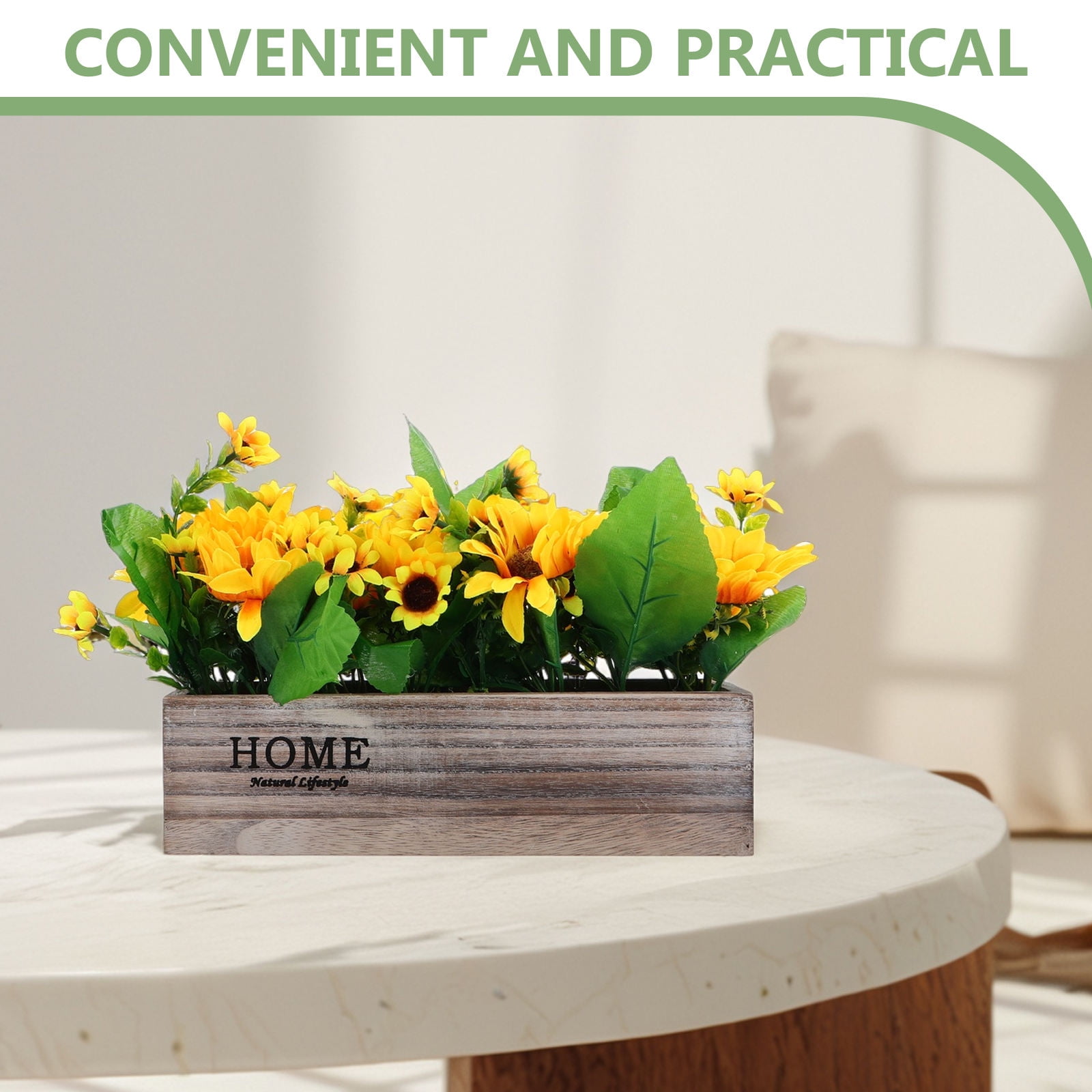 HOMEMAXS Artificial Sunflowers Potted Plant Fake Silk Flowers Table Centerpiece Rustic Decor For Kitchen Home Bathroom Office Desk Farmhouse Decor