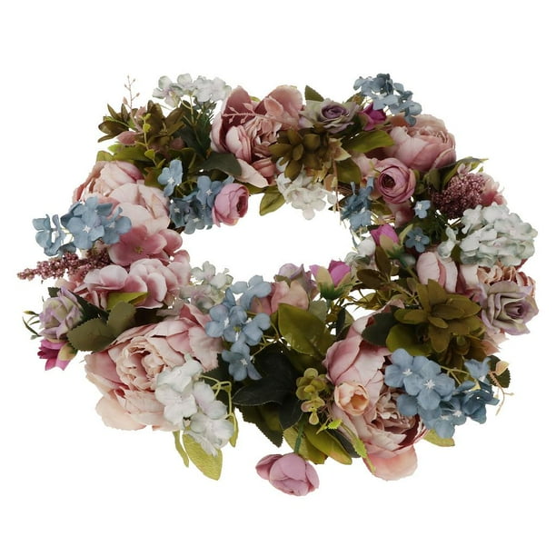 Corona de Flores de Rosas Artificiales de 37 Cm - Corona de Puerta Corona de