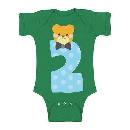 

Awkward Styles Second Birthday Boy Baby Bodysuit Funny Bear Romper