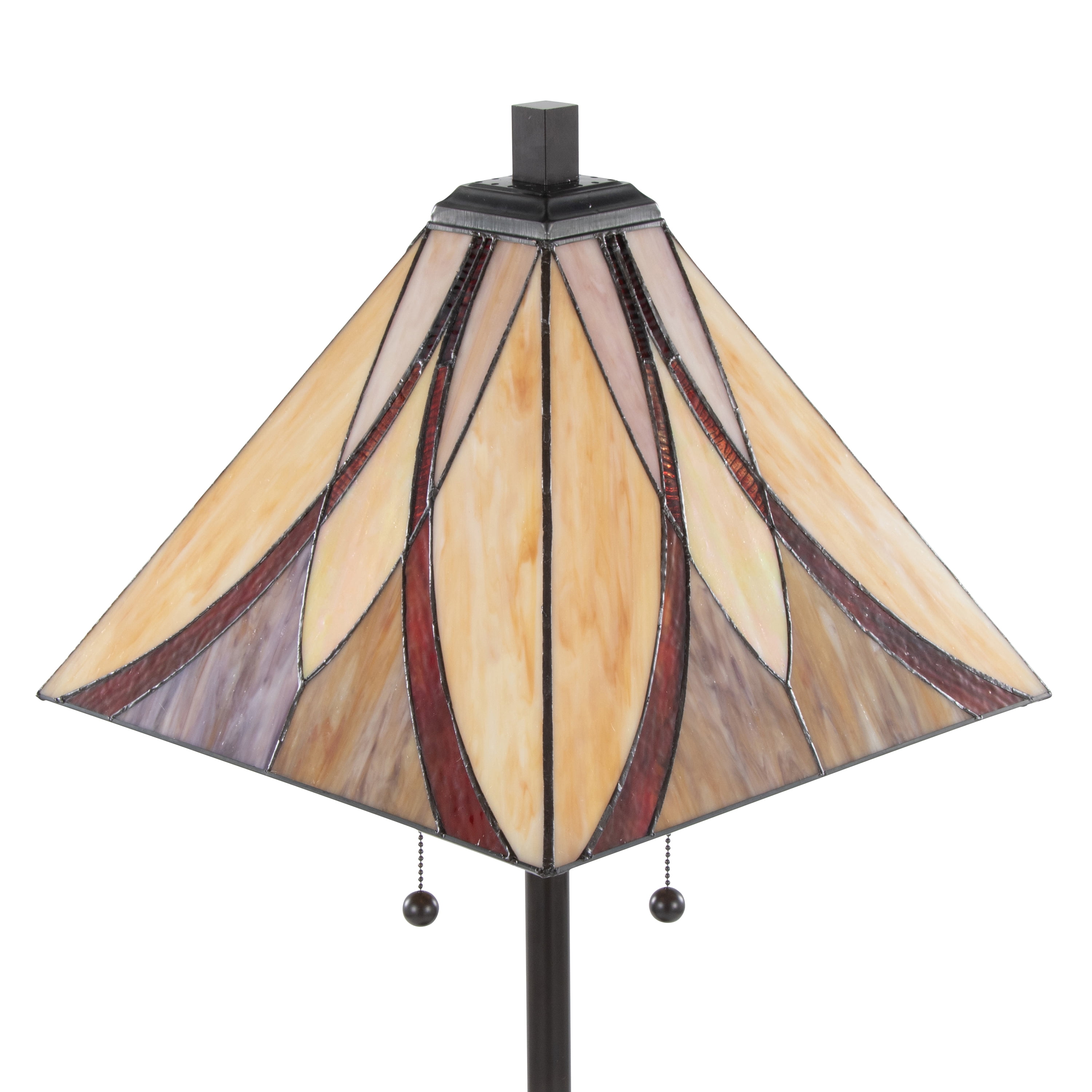 30" Table Lamp in Oil Rubbed Bronze Metal with Brown and Cream Glass