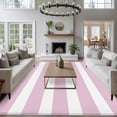 thumbnail image 3 of 6'x9' Area Rugs, Pink Stripe Indoor Outdoor Area Rug for Living Room Bedroom, Modern Simple Geometric White Striped Washable Bathroom Rugs Kitchen Floor Carpet Mats Home Decor Aesthetic, 3 of 8