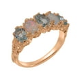 thumbnail image 1 of LBG British Made 14k Rose Gold Natural Aquamarine & Opal Womens Eternity Ring - 33 size options - Size 11.25, 1 of 8