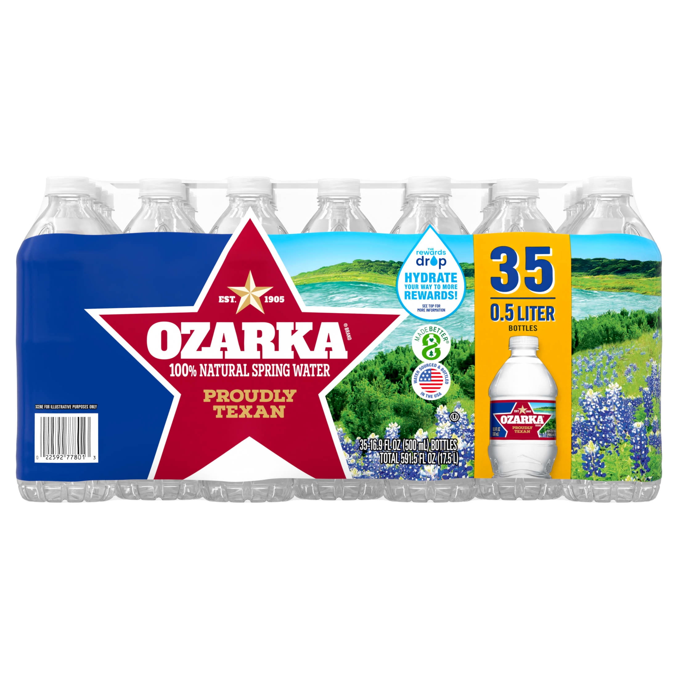 Ozarka Texas Spring Water, 16.9 Fl Oz, 35-Pack Plastic Bottles