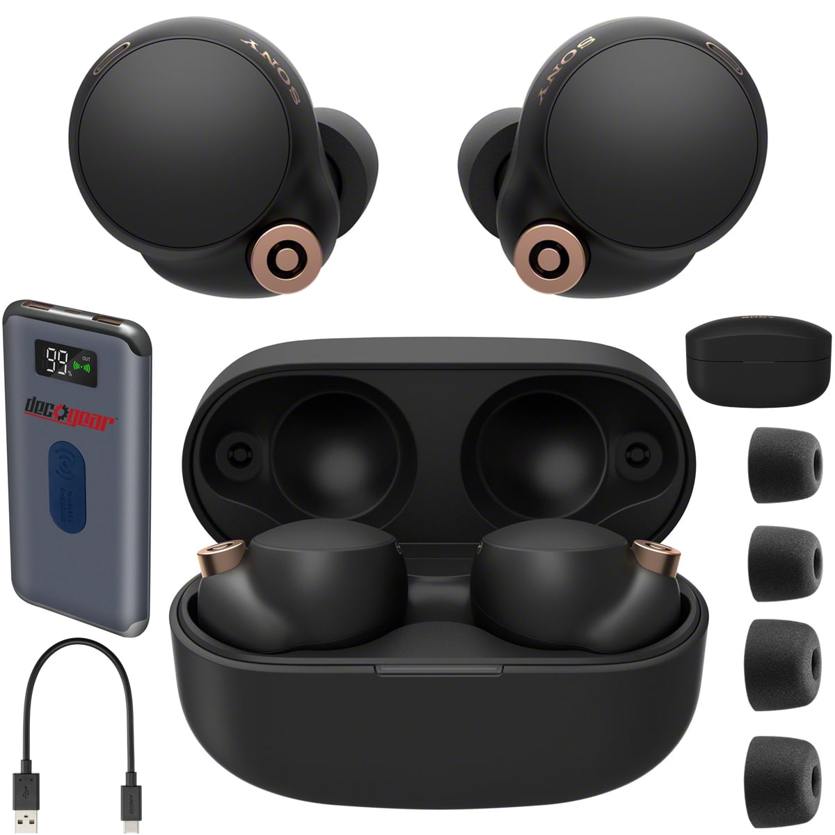 オーディオ機器 イヤフォン Sony WF-1000XM4 Industry Leading Noise Canceling Truly Wireless Earbud  Headphones with Built-in, Black WF1000XM4/B with Charging Case Bundle with  Deco 