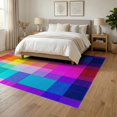thumbnail image 3 of ODIKA 6'x9' Washable Area Rug Non-Slip, Chair-Friendly, Ombre Checkered Short Plaid Grid Groovy Blocks Gradient Pile for Dining Room, Under Table, Office Décor, 3 of 7