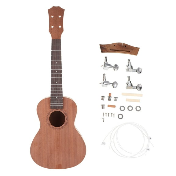 HOOWIFFY 1Set Handmade Ukulele DIY Kit Paintable Musical Instrument with Smooth Surface