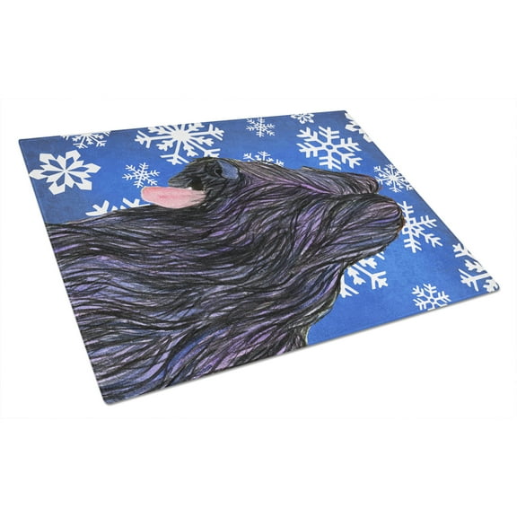 Carolines Treasures SS4627LCB Briard Winter Snowflakes Holiday Glass Cutting Board Large, 12H x 16W, multicolor