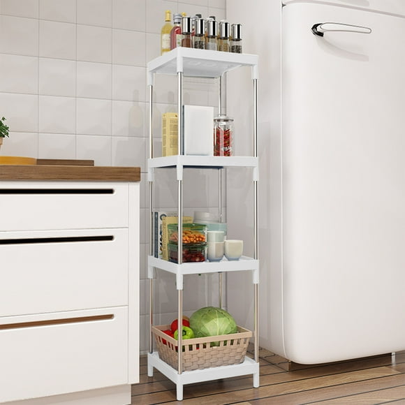 LSLJS Storage Cart for Laundry Room Organization, 4 Tier Shelving Unit Utility Cart Storage Rack for Kitchen Bathroom Laundry Narrow Places, Clamp Shelf