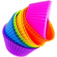 thumbnail image 1 of Cupcake Liners - Reusable Silicone Cupcake Baking Cups - Non-Stick Baking Muffins Mold - Use As Lunch Box Dividers - Set of 12 Kitchen Accessories - Great Gift Idea, 1 of 8