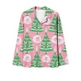 thumbnail image 6 of Mifsaly Womens Christmas Pajamas Sets Loose Pjs 2 Piece V-Neck Long Sleeve Sleepwear Lapel Button Down Xmas Santa Print Nightwear Casual Wide Leg Pants with Pockets Funny Gifts 2025 Festival Homewear, 6 of 7