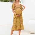thumbnail image 4 of Maternity Dress for Women Floral Square Neck Maternity Maxi Dress Elegant Smocked Waist Flowy A-Line Casual Long Dress for Pregnancy Photoshoot Maternity Clothes, 4 of 6