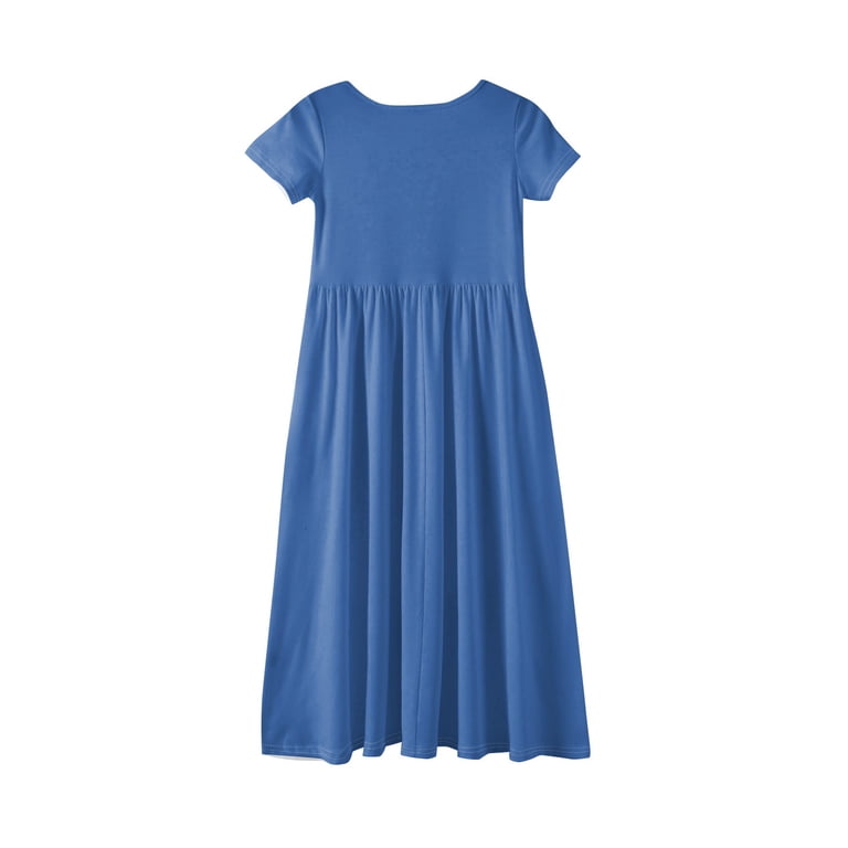 cute summer dresses size 14 XADYUY Girls Summer Dress Size 14-16 Casual Solid Color Short Sleeve Girls Long Dresses Cute Crew Neck Sundresses Swing Dresses with Pocketss 5-6 Years,White