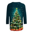 thumbnail image 5 of Gamivast Ladies Christmas Shirts Plus Size Round Neck Shirt Funny Xmas Holiday Trees Santa Graphic 3/4 Sleeve Tee Loose Winter Snowman Family Holiday T-Shirt Blouse 5XL, 5 of 6