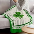 thumbnail image 3 of St. Patrick's Day Blanket Soft Cozy Warm Throw Blanket for Couch, Plush Fuzzy Flannel Fleece Blankets for Sofa, Spring Green Shamrock Leaves Beige Bed Blankets Lightweight Gifts for Women, 50"x60", 3 of 9