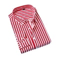 thumbnail image 2 of Minnieouse Rojo Amplias ocasiones aplicables Hombres Otoño Manga larga Formal Camisa de negocios roja Camisa a rayas clásico Camisetas rojo 3XL, 2 of 6