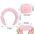 thumbnail image 2 of TISMOD Spa Headband and Wristband Set for Skincare Washing Face Terry Cloth Wrist Towels Head Band for Skin Care Bubble Soft Hairband for Women Girls Makeup Shower(Pink set), 2 of 7