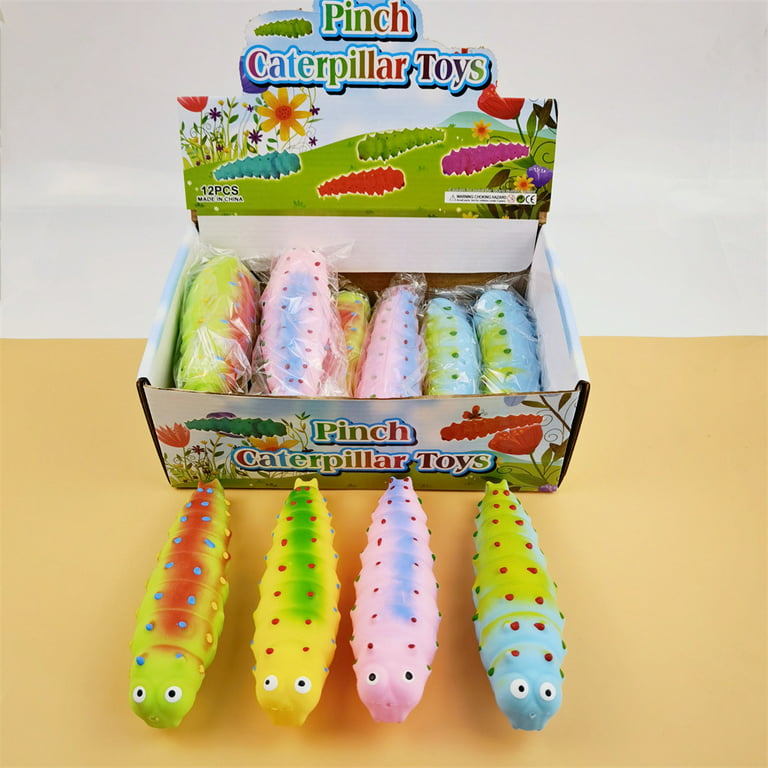 SeekFunning Stretchy Toy Caterpillar (4 Pack) - Stress Relief Toy