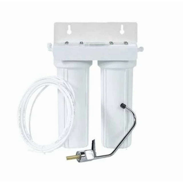 Filtre à Eau Potable 10 Pouces à 2 Étapes avec Robinet et Kit de Connexion sous Évier