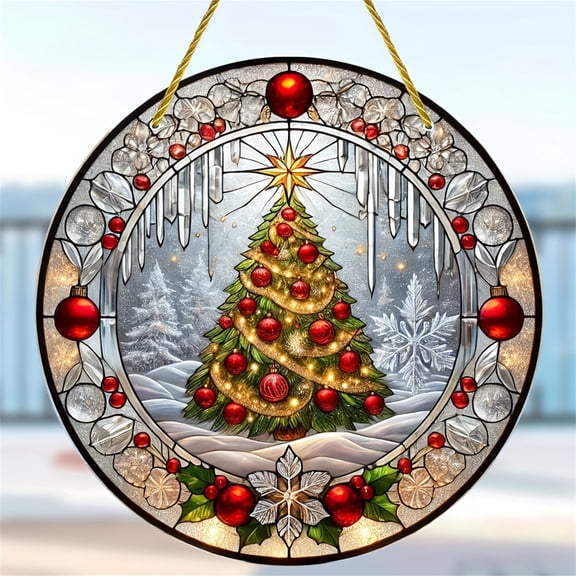 sruoe Sun Catchers Indoor Window, Stained Glass Panels, Acrylic Suncatcher, Suncatchers Outdoor Decoration, Christmas Home Garden Courtyard Window Hanging Ornament