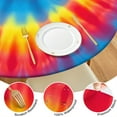 thumbnail image 4 of Colorful Rainbow Tie Dye Spiral Pattern Round Fitted Tablecloth with Elastic Edge,Dining Table Cover Waterproof,Outdoor Round Tablecloth for Camping,Dining,Indoor and Outdoor, 4 of 7