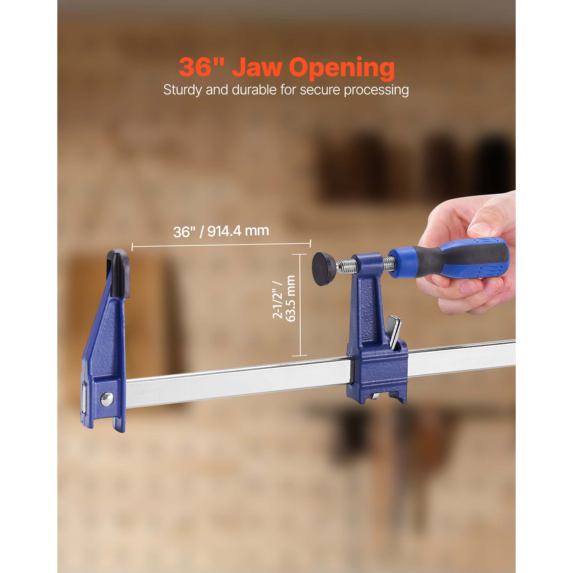 KFFKFF 36-Inch Woodworking Bar Clamps 2-Pack photo 3