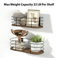 thumbnail image 3 of 5-Pack Rustic Wood & Wire Oval Floating Wall Shelves, 3 of 6