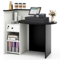 thumbnail image 1 of Giantex Reception Desk, Computer Workstation w/Lockable Drawer & Open Shelves, Checkout Counter, Black & White, 1 of 8