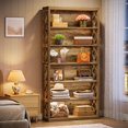 thumbnail image 3 of Tribesigns 7-Tier Brown Wood Bookshelf, Floor Standing Open Display Storage Shelves, 3 of 9