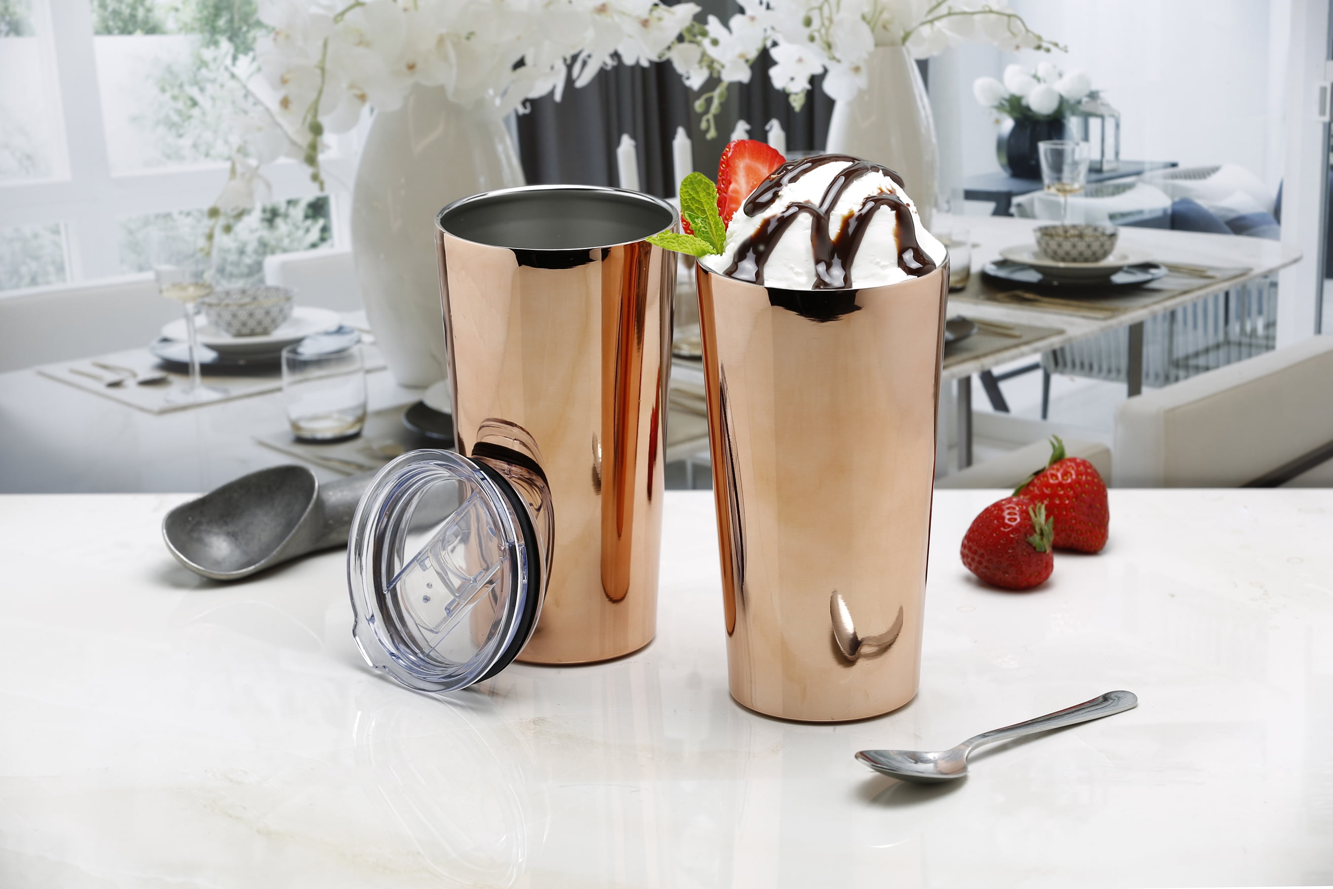 Bar340 by Cambridge 20 oz  Highball Insulated Tumbler with Lid, Gold