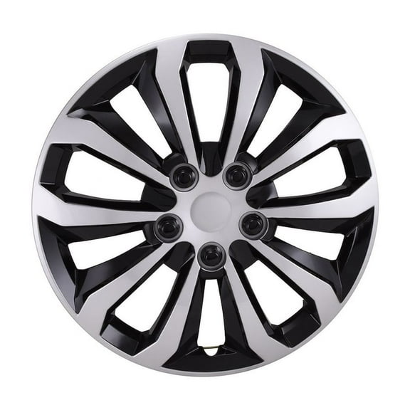 Coast 2 Coast 106116SB 16 in. 10 Spoke Wheel Cover, Silver & Black - Set of 4
