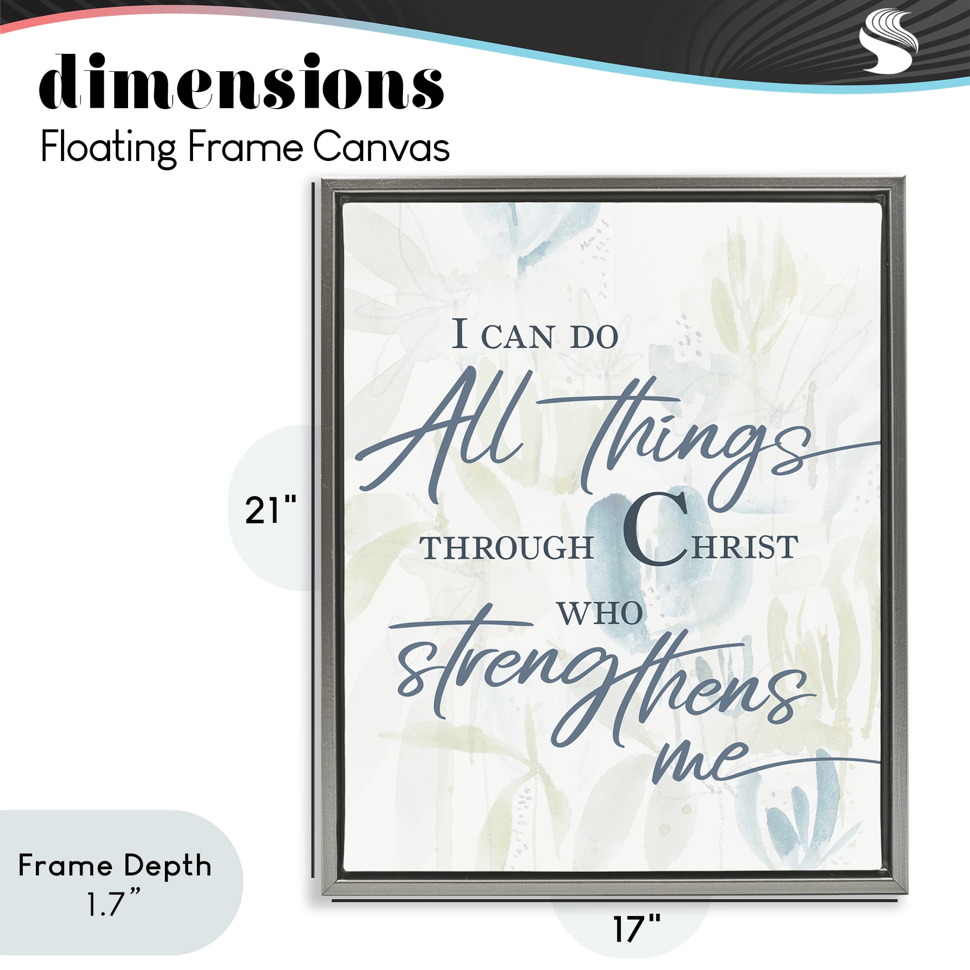 Stupell Industries All Things Through Christ Gray Framed Floater Canvas Wall Art, design by Krinlox