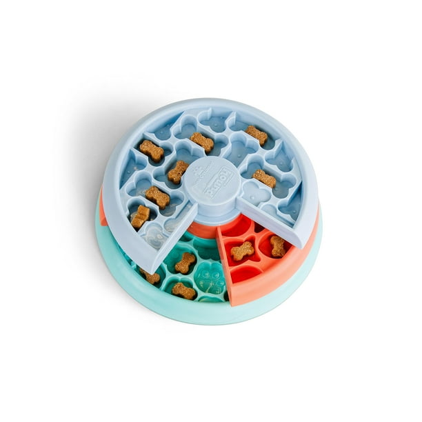 Juego interactivo de rompecabezas para perros y alimentador lento Outward Hound