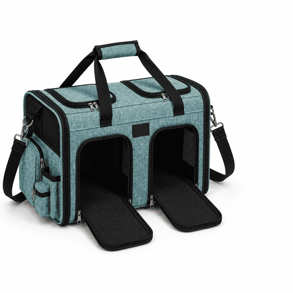 Double 2-in-1 Travel Pet Carrier for 2 Cats or Small Dogs with Divider