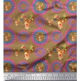 thumbnail image 1 of Soimoi Brown Poly Georgette Fabric Circles & Elk Mount Face Print Sewing Fabric Yard 42 Inch Wide, 1 of 3