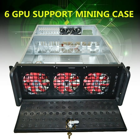 6 GPU 4U Bitcoin Mining Server Fan Frame Case Ethereum ETH 5 Fans With