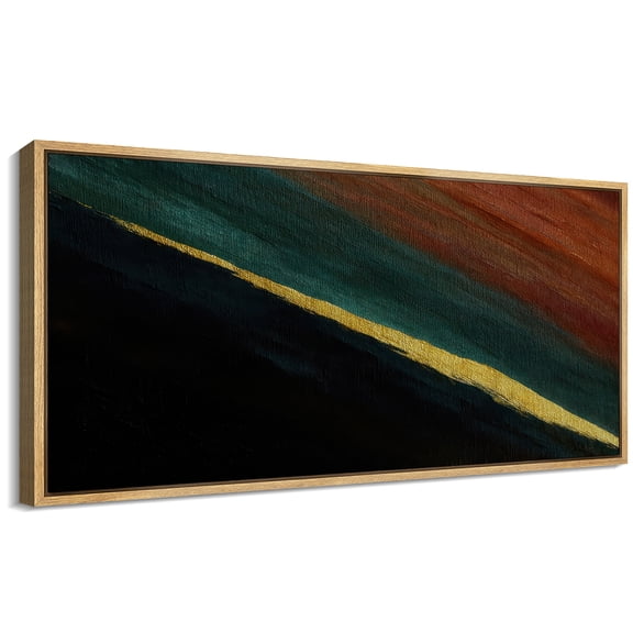 Large Framed Canvas Wall Art Modern Abstract Landscape Print for Living Room Decoration - 60"x30" Natural Framed
