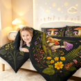 thumbnail image 3 of Homewish Cute Plant Mushrooms Twin Comforter Sets,Dreamy Floral Butterfly Stars Bedding Set,Black Reversible,2pcs,1 Comforter and 1 Pillowcase, 3 of 7