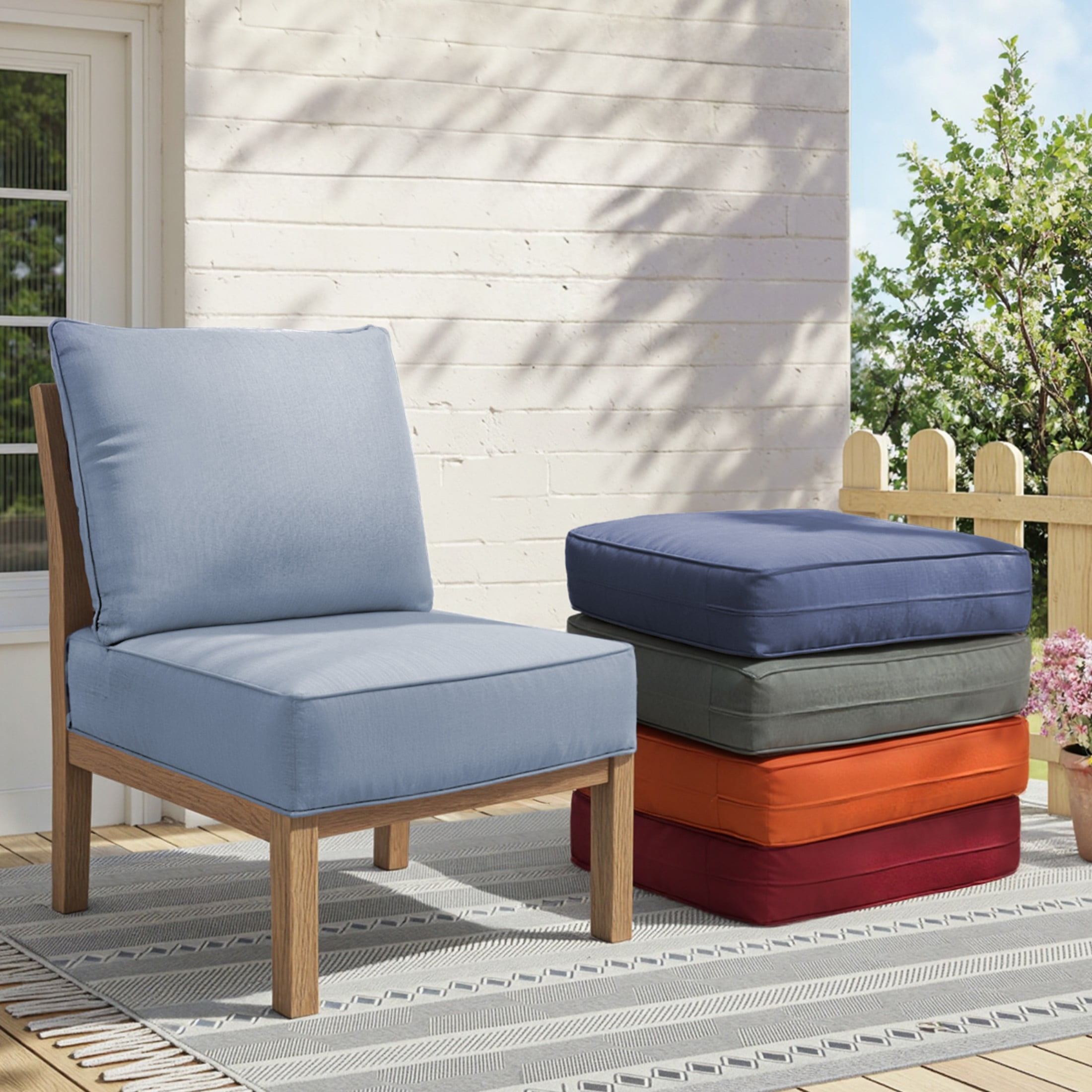 Unnifurnzi Patio Chair Cushions Set of 5-22 x 24 x 6 Inch Outdoor Furniture Cushion with Water Resistant & Removable Cover Outdoor Chair Cushion for Outdoor Furniture Sofa Couch-Baby Blue