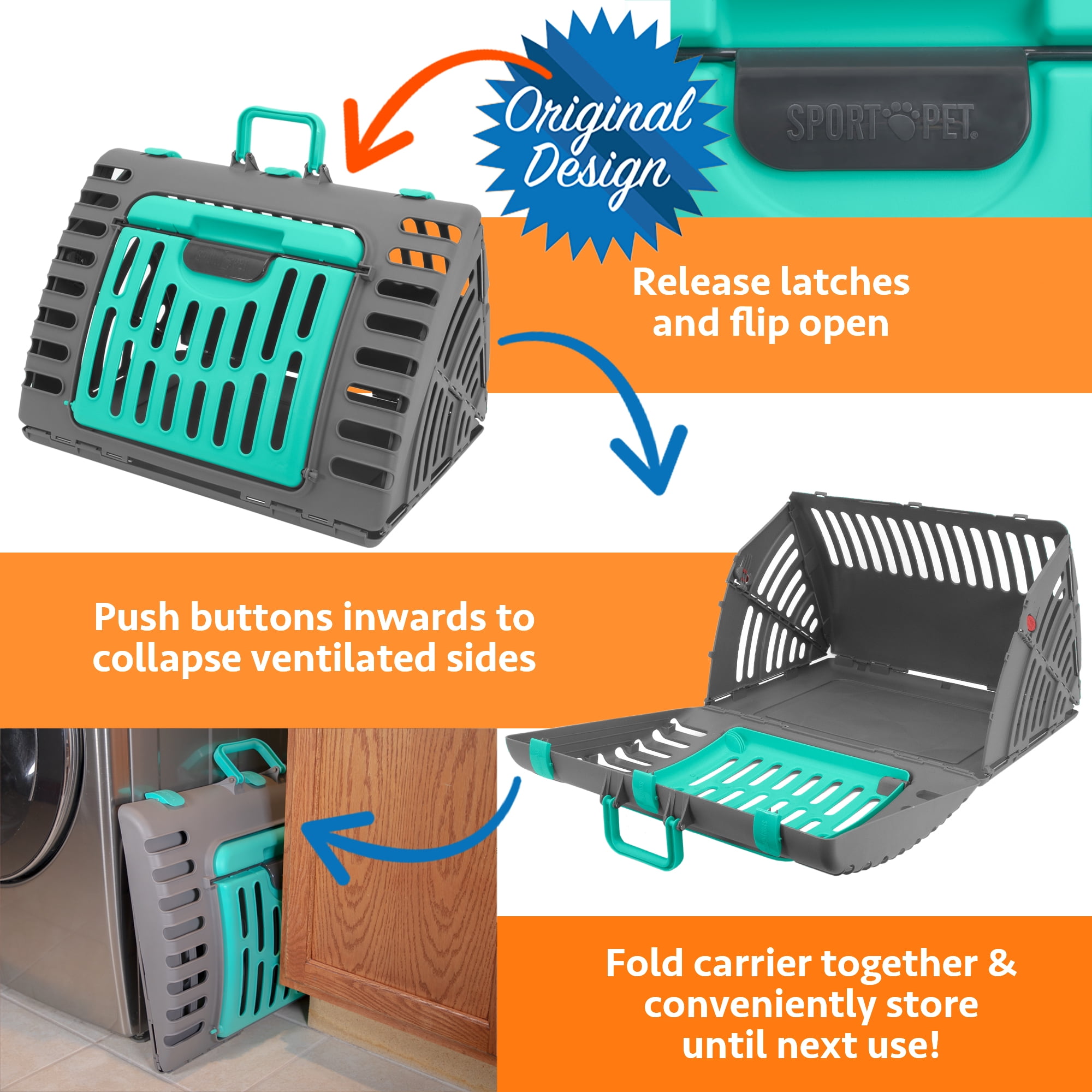 Handheld Pet Carrier w/ Wide Front Door  Collapsible Travel Cat Carri –  Primo Supply l Curated Problem Solving Products
