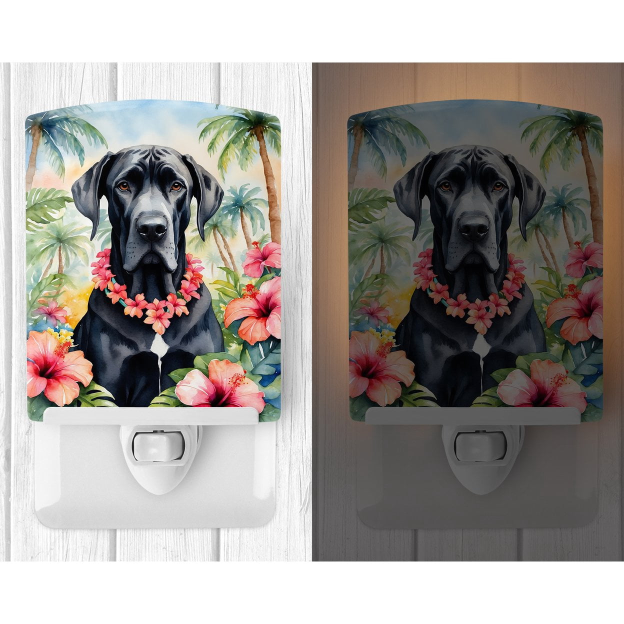 Great Dane Luau Ceramic Night Light 4 in x 6 in