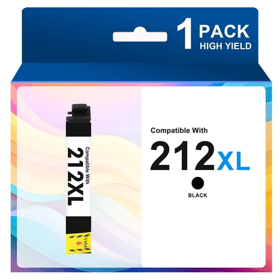 212XL Ink Cartridges 1-Pack Black, Compatible for Epson 212XL 212 Printer Ink Combo Pack for WorkForce WF-2850 WF-2830 Expression Home XP-4100 XP-4105