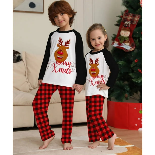 2024 Fashion Christmas Pajamas Family Cute Cartoon Letter Print Xmas Family Matching Outfits Baby Girl Clothes Comfortable Set