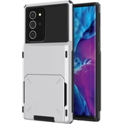 Case for Galaxy Note 20 Ultra,Flip Cover Hidden Card Slot Wallet Case,Card Holder Dual-Layer Design Heavy Duty Protection Shockproof Phone Case for Samsung Galaxy Note 20 Ultra 5G,6.9" 2020 (White)