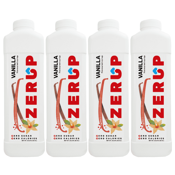 Zerup Zero Sugar Vanilla Syrup Sugar-Free Zero Calories Pack of 4 33.8 Oz (1L)